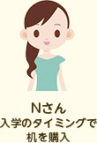 Nさん：入学のタイミングで机を購入